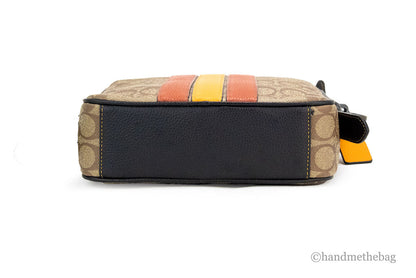 Coach Hudson 21 Khaki Terracotta Signature Varsity Stripe Crossbody