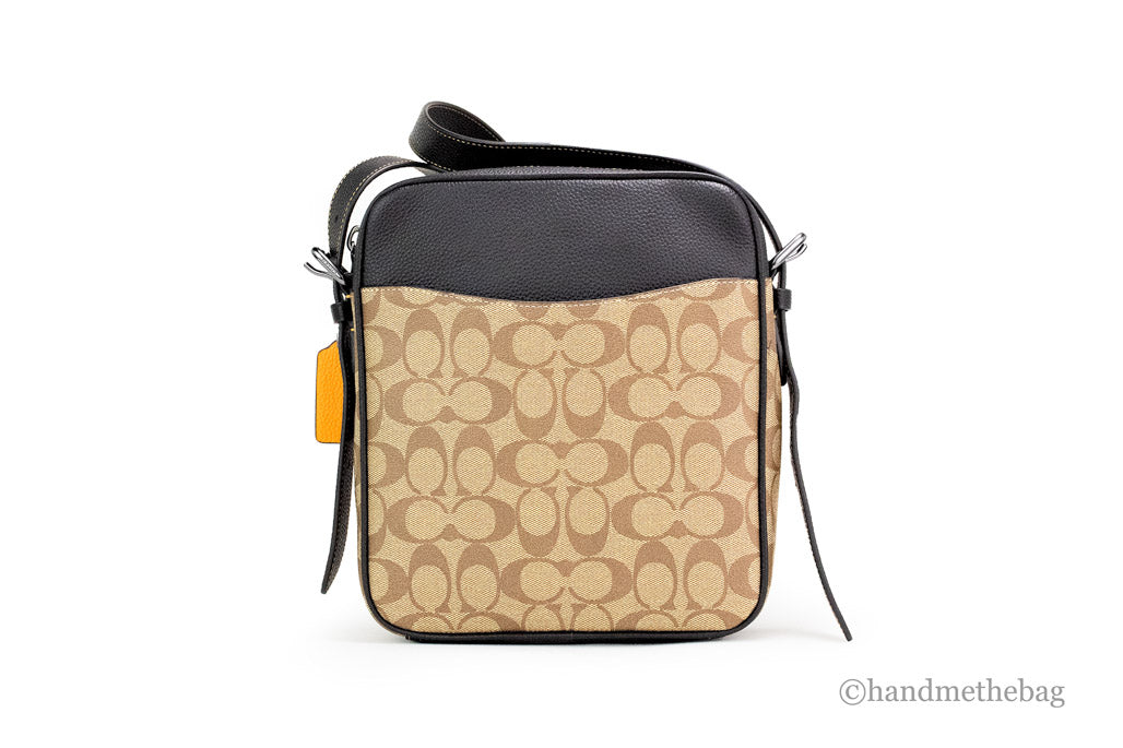 Coach Hudson 21 Khaki Terracotta Signature Varsity Stripe Crossbody